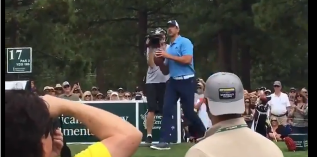 Aaron Rodgers shows off arm at golf event Aaron Rodgers shows off arm at golf event