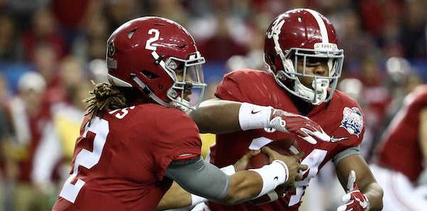 Damien Harris on Alabama's Jalen Hurts, Tua Tagovailoa QB battle Damien Harris on Alabama's Jalen Hurts, Tua Tagovailoa QB battle